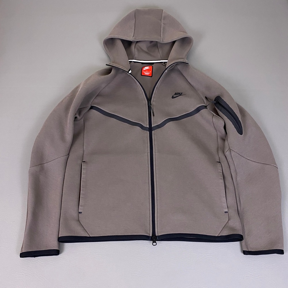Nike Tech Fleece Full Zip Hoodie Mens Size Medium Taupe Grey Windrunner 928483 *